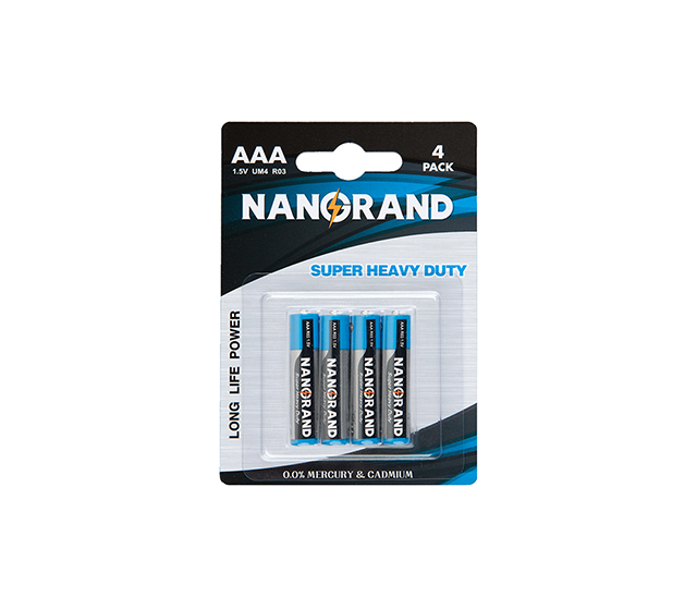 Carbon zinc AAA battery,4pc/Blister
